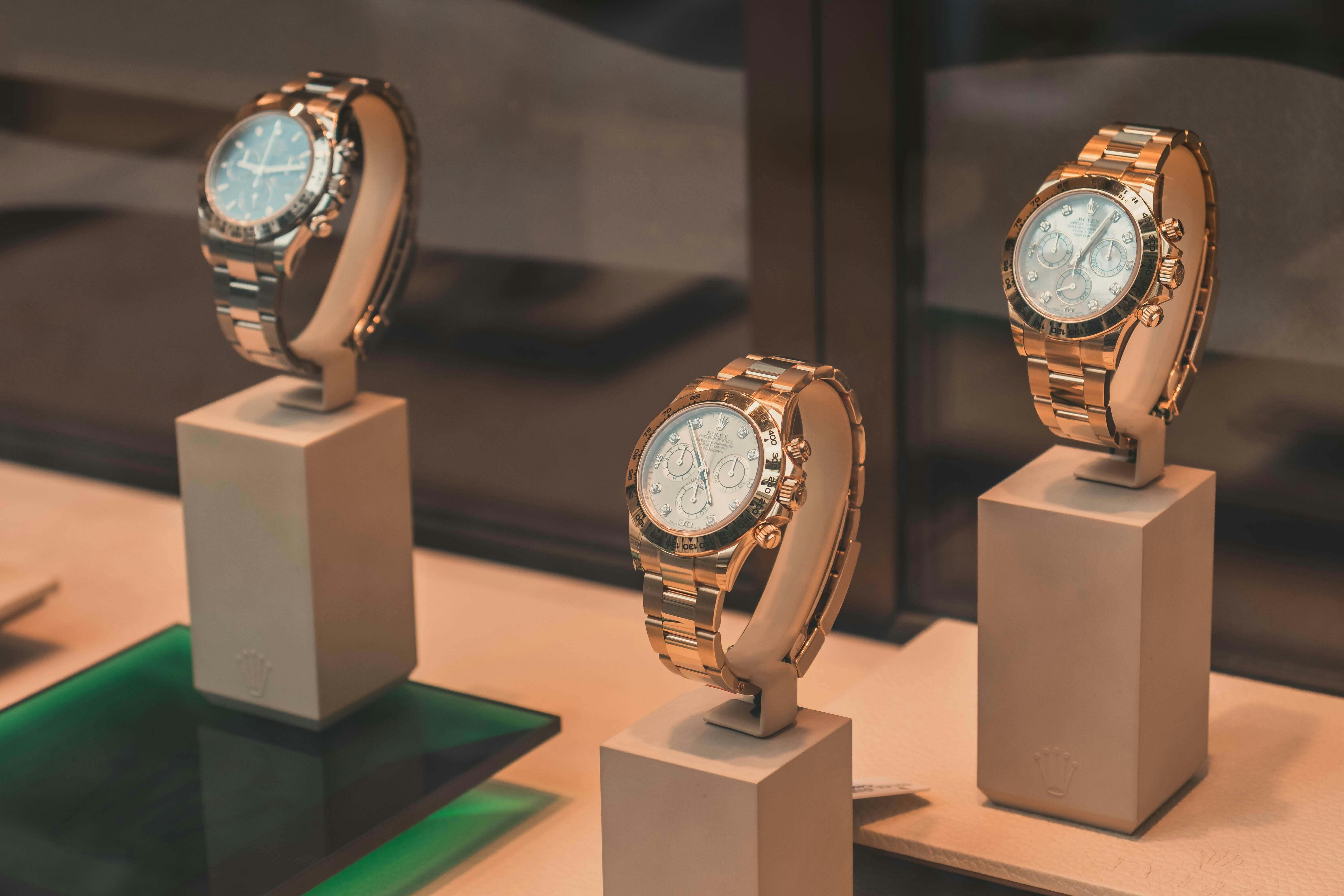 Rolex watches on display